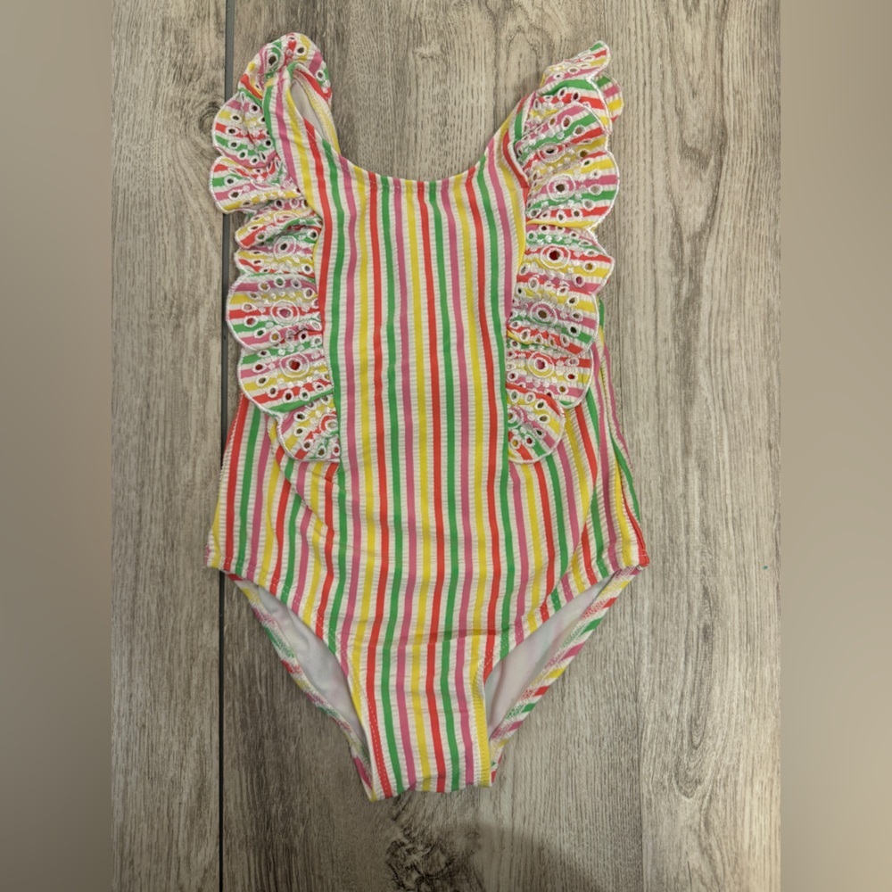 Little Me Striped Ruffle One Piece